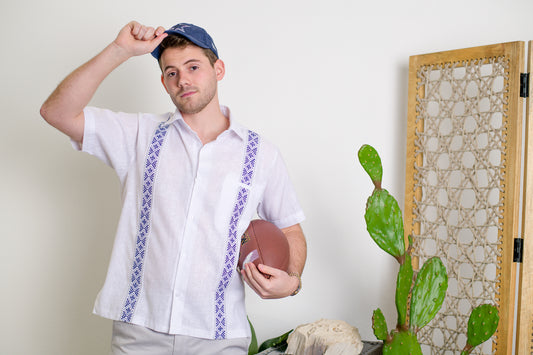 Guayabera El Vaquero - Dallas Cowboys colors - Blue and Silver