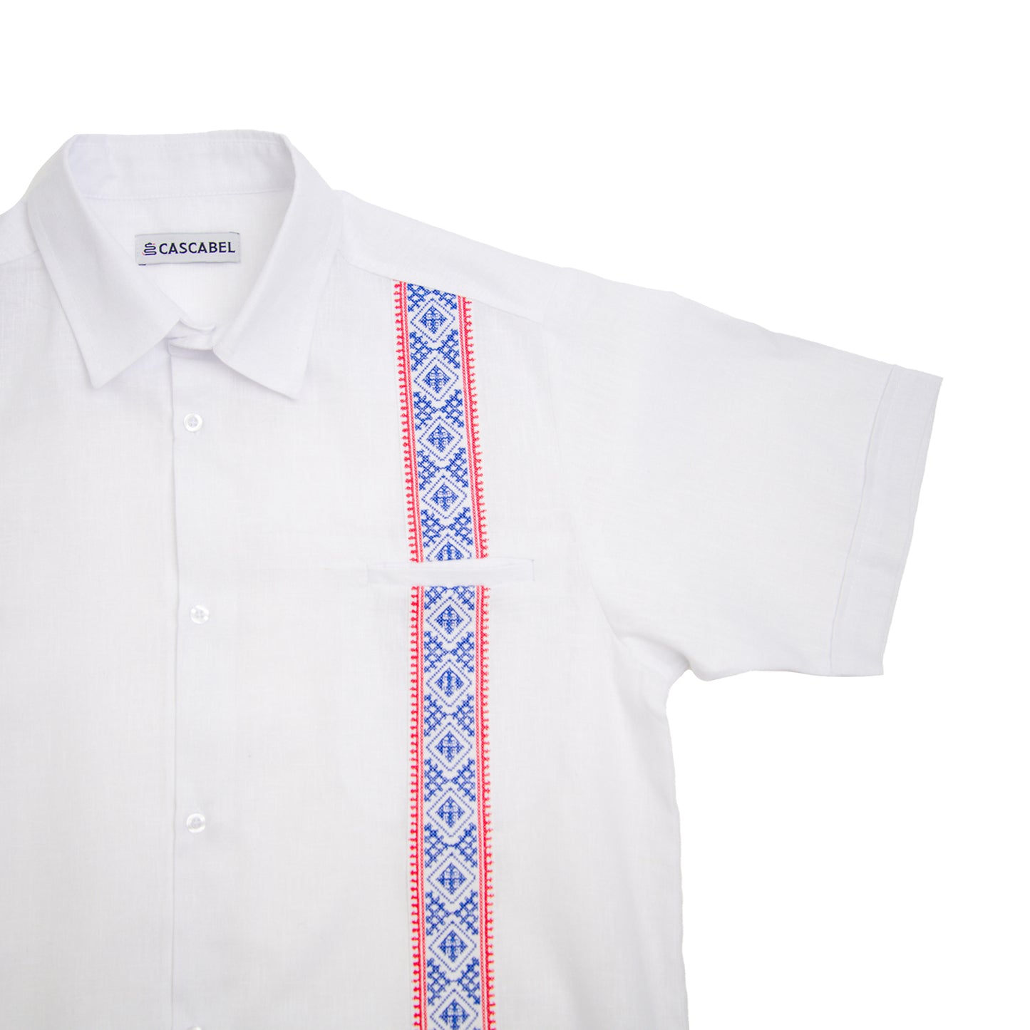 Guayabera El Mustango - SMU Mustang colors - Red and Blue