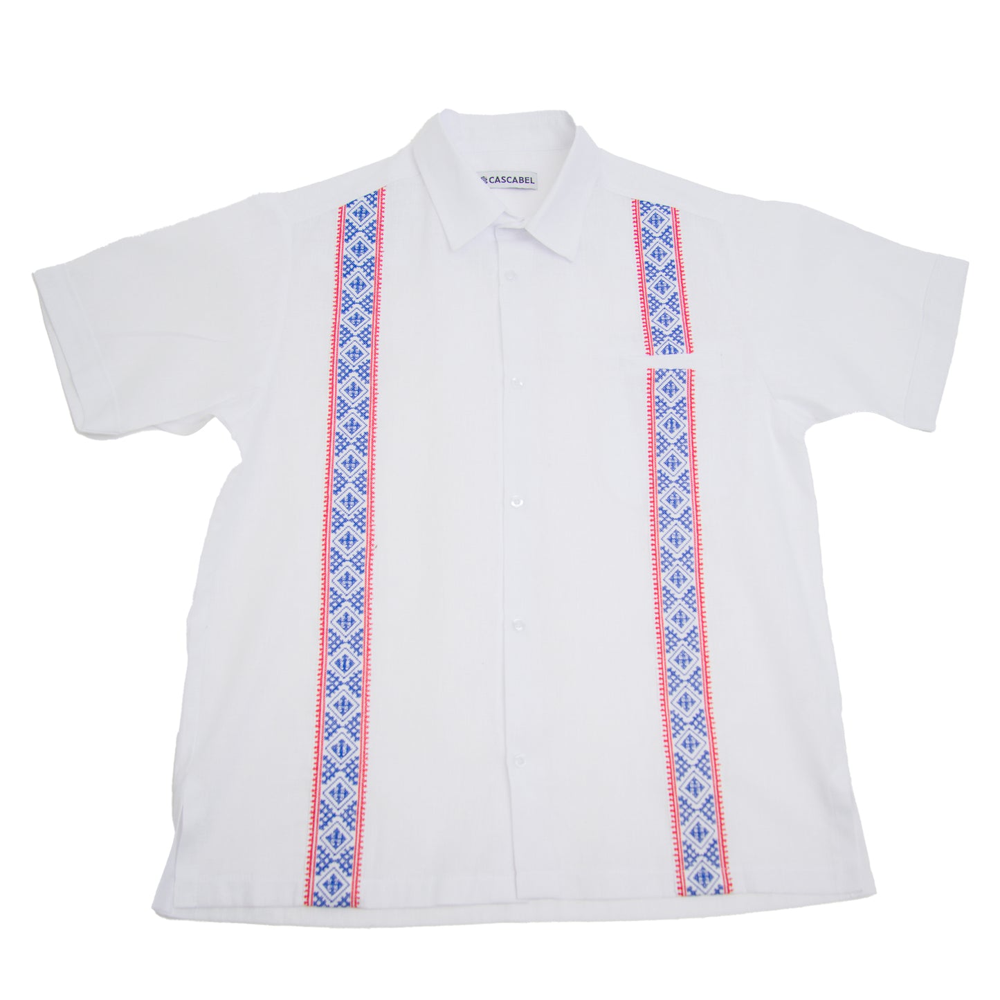 Guayabera El Mustango - SMU Mustang colors - Red and Blue